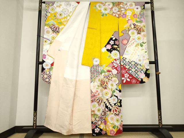 平和屋着物●豪華振袖 辻が花 駒刺繍 花毬文 正絹 逸品 AABG3699ck