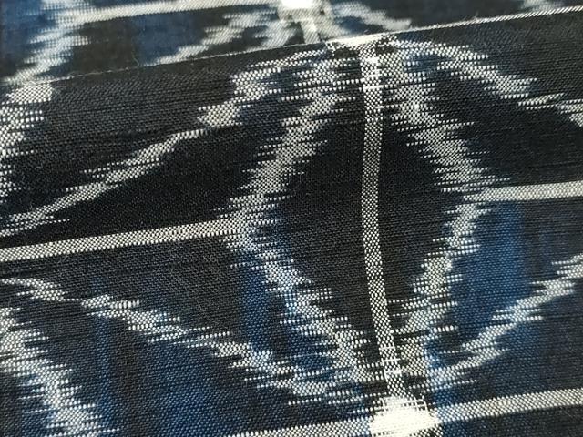 平和屋着物●上質な紬 麻の葉文様 正絹 逸品 AABG3703ck