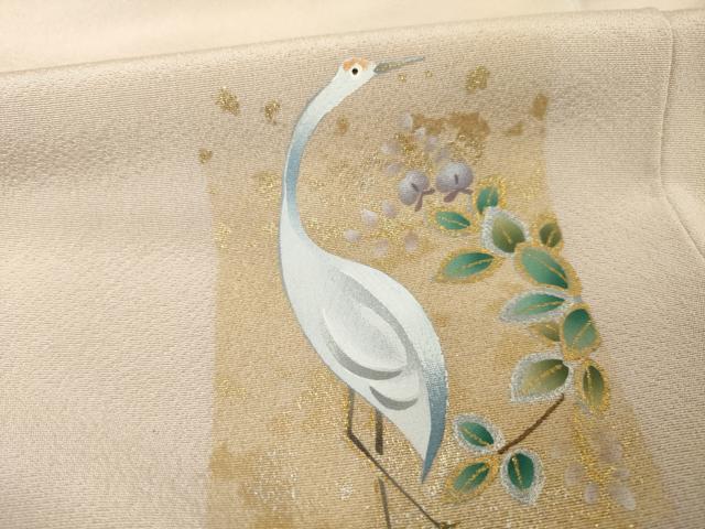 平和屋着物▼豪華色留袖 手描き 群れ鶴松文 金銀彩 正絹 逸品 AABG3706ck