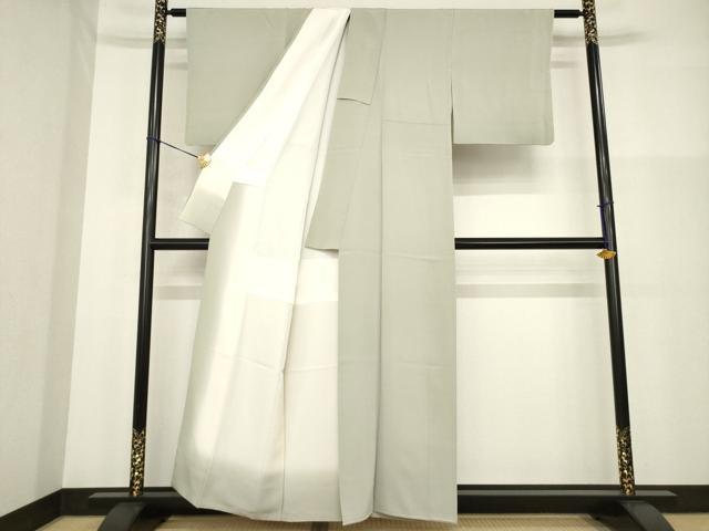 平和屋着物●加賀友禅の巨匠 初代 由水十久 色無地 灰汁色 正絹 逸品 AABG3709ck