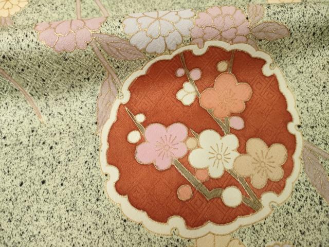 平和屋着物●訪問着 雪輪花文 暈し染め 金彩 正絹 逸品 AABG3712ck