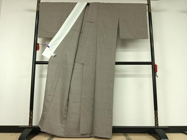 平和屋着物▽小紋 単衣 市松文様 やまと誂製 AABG3728jh