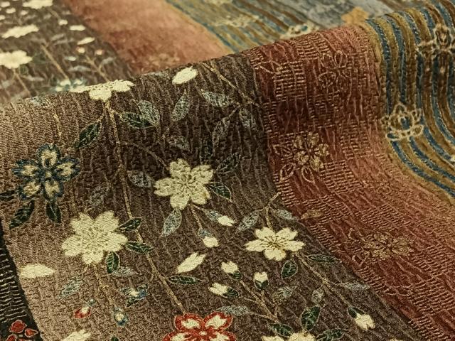 平和屋着物▽上質な小紋 単衣 花間道 金彩 正絹 逸品 AABG3733jh