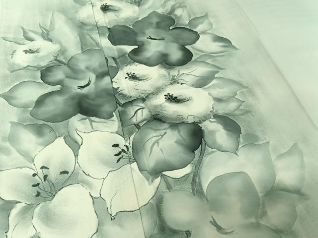 平和屋着物▽訪問着 単衣 手描き 草花文 暈し染め 正絹 逸品 AABG3738jh