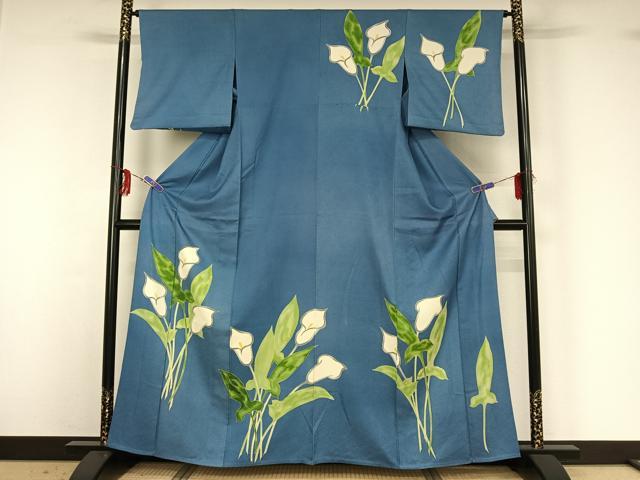 平和屋着物▽訪問着 単衣 草花文 正絹 逸品 AABG3739jh