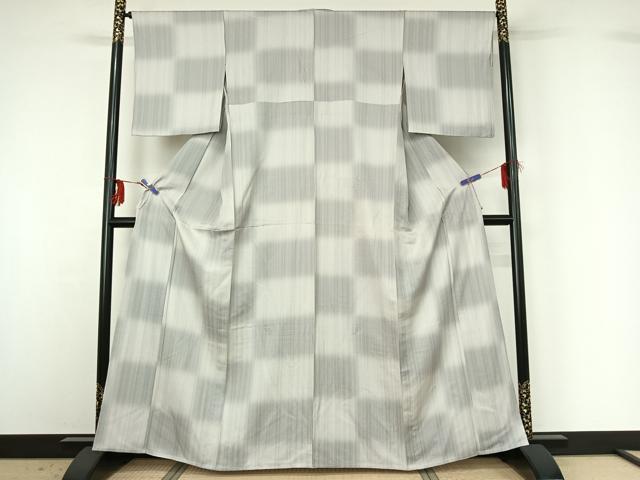 平和屋着物▽上質な小紋 単衣 縞 暈し染め 正絹 逸品 AABG3744jh