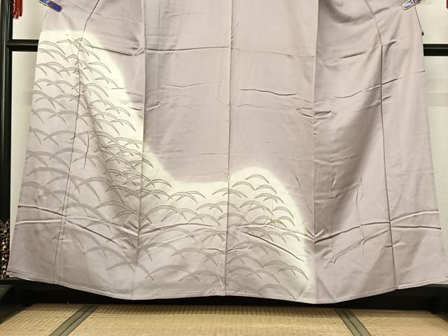 平和屋着物▽訪問着 単衣 駒刺繍 露芝文 暈し染め 金彩 正絹 逸品 AABG3761jh