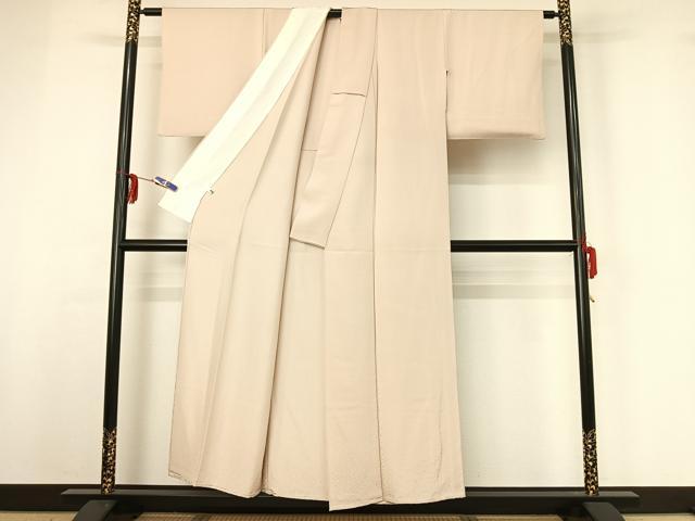 平和屋着物▽無地絵羽訪問着 単衣 箔散らし地紋 亜麻色 正絹 逸品 AABG3762jh