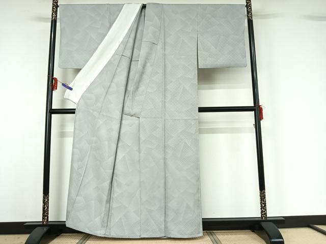 平和屋着物▽上質な小紋 単衣 花織 切嵌文 正絹 逸品 AABG3781jh