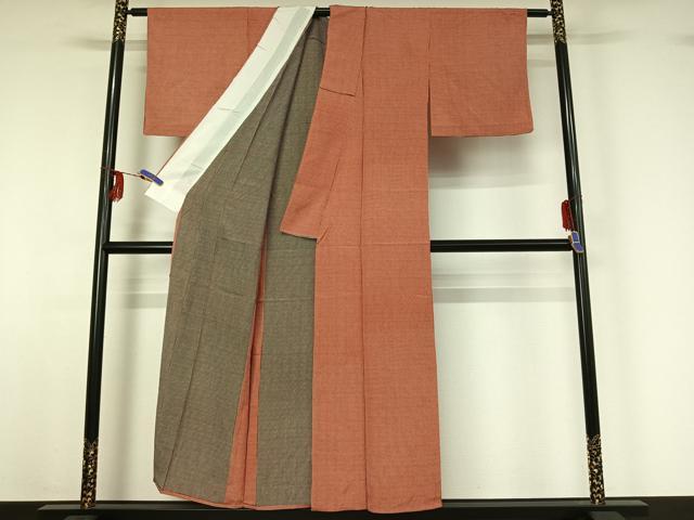 平和屋着物▽江戸小紋 単衣 角通し 両面染 反端付き 正絹 逸品 AABG3783jh
