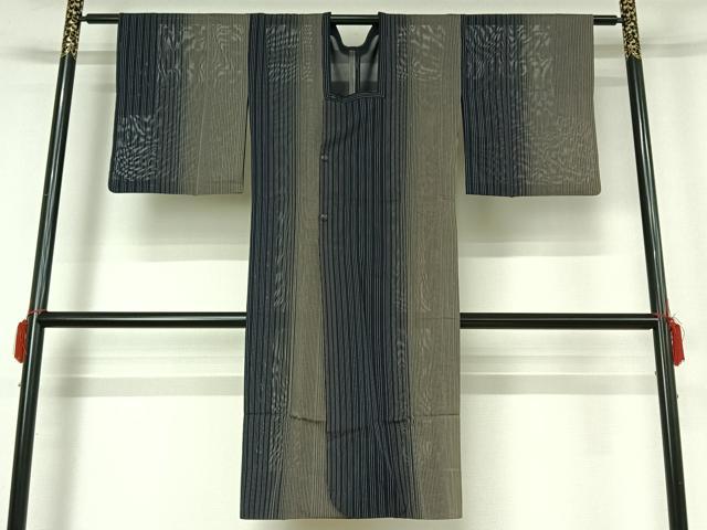 平和屋着物▽道行コート スリーシーズン 春夏秋 塵除け 縞 正絹 逸品 AABG3785jh
