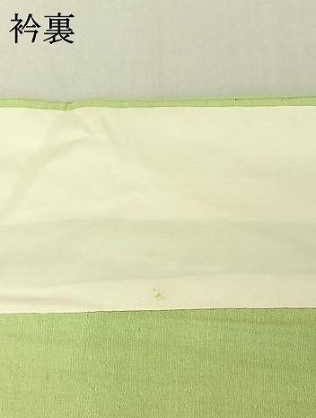 平和屋着物▽上質な紬 単衣 若菜色 正絹 逸品 AABG3790jh