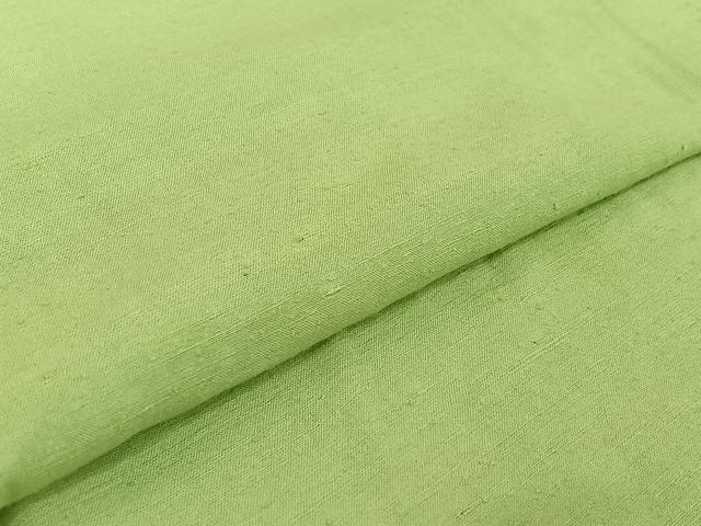 平和屋着物▽上質な紬 単衣 若菜色 正絹 逸品 AABG3790jh