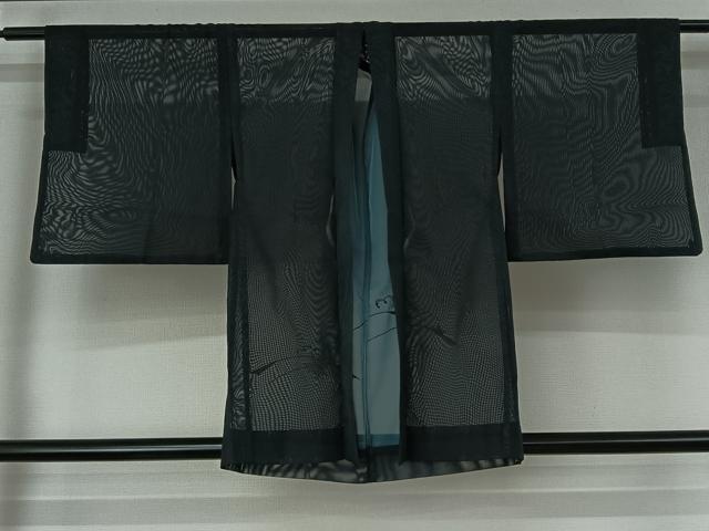 平和屋着物▽羽織 スリーシーズン 春夏秋 塵除け 舞葉地紋 褐返色 正絹 逸品 AABG3795jh