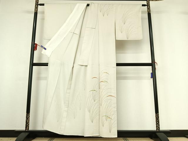平和屋着物▽訪問着 単衣 手描き 刺繍 露芝文 正絹 逸品 AABG3796jh