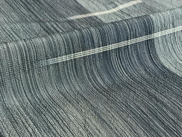 平和屋着物▽お召 単衣 横段文 正絹 逸品 AABG3799jh