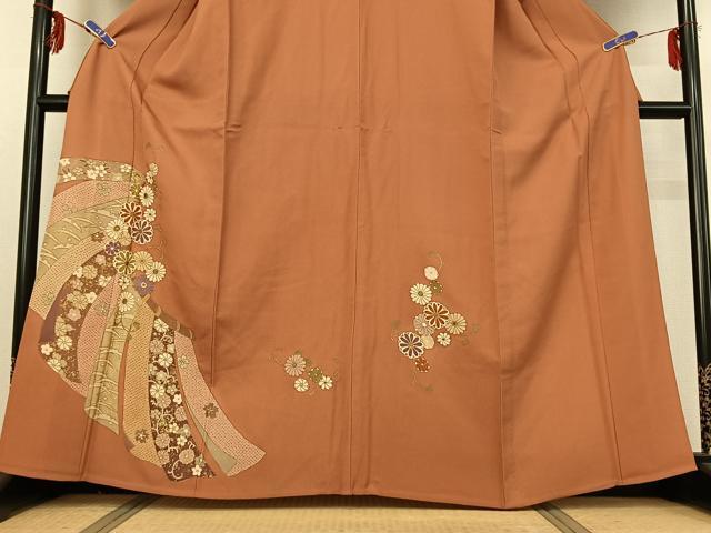 平和屋着物▽創業460年・千總 訪問着 単衣 几帳花文 金彩 高島屋扱い 正絹 逸品 AABG3808jh