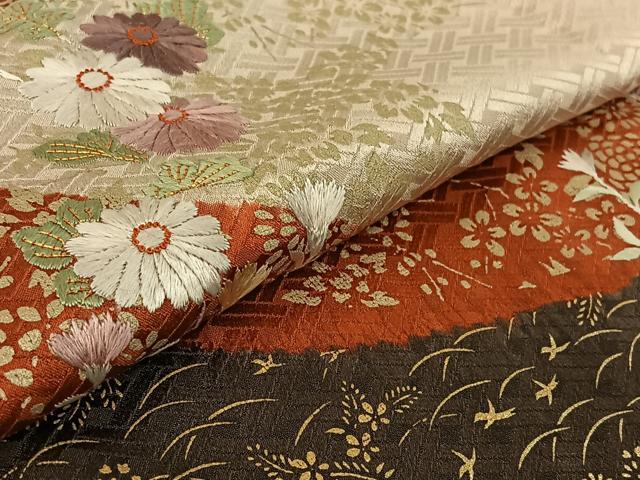 平和屋着物▽訪問着 単衣 中国三大刺繍 相良刺繍 駒刺繍 絞り 道長花文 金彩 正絹 逸品 AABG3811jh