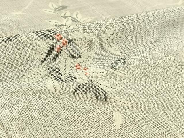 平和屋着物▽上質な紬 単衣 南天文 正絹 逸品 AABG3812jh