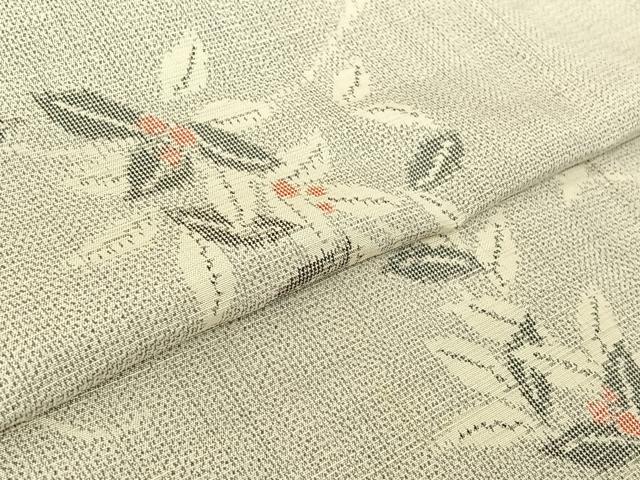 平和屋着物▽上質な紬 単衣 南天文 正絹 逸品 AABG3812jh
