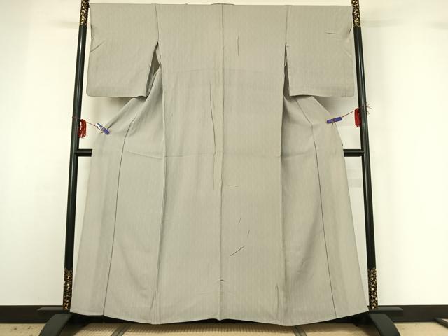 平和屋着物▽上質な小紋 単衣 縞 正絹 逸品 AABG3817jh