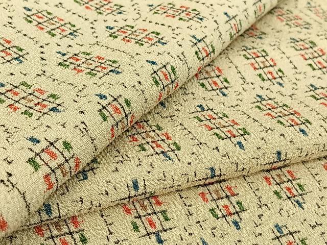 平和屋着物▽本塩沢 単衣 亀甲文 正絹 逸品 AABG3818jh