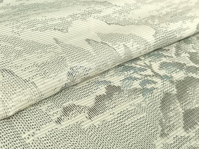 平和屋着物▽上質な紬 単衣 風景文 正絹 逸品 AABG3820jh