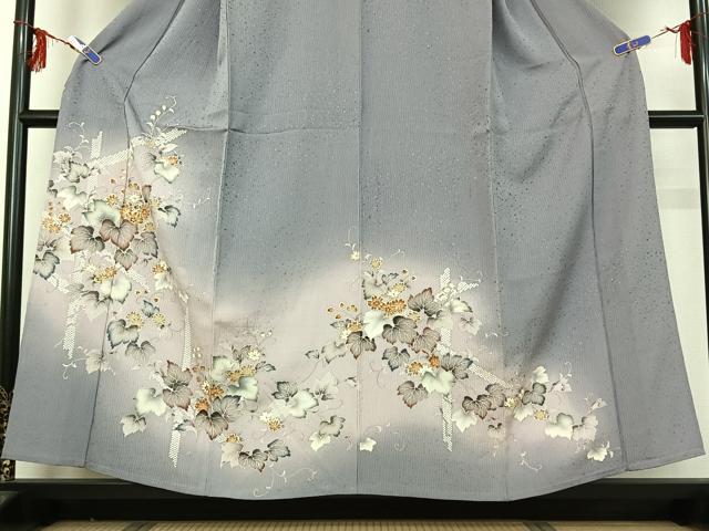 平和屋着物▽訪問着 単衣 花籬文 暈し染め 金彩 正絹 逸品 AABG3825jh