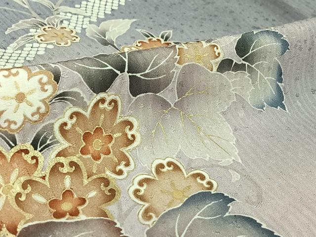 平和屋着物▽訪問着 単衣 花籬文 暈し染め 金彩 正絹 逸品 AABG3825jh