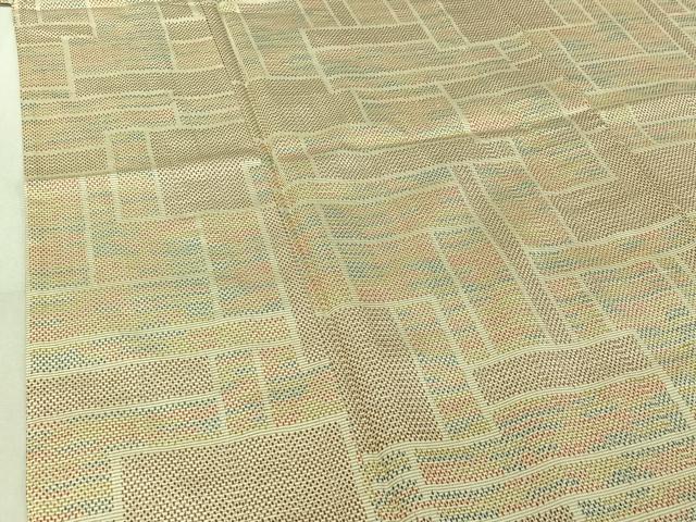 平和屋着物▽大島紬 単衣 幾何学文様 大丸扱い 反端付き 正絹 逸品 AABG3827jh
