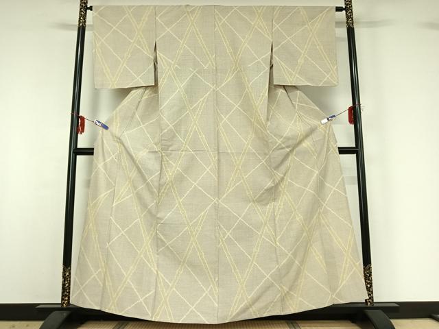 平和屋着物▽上質な紬 単衣 竹文 正絹 逸品 AABG3834jh