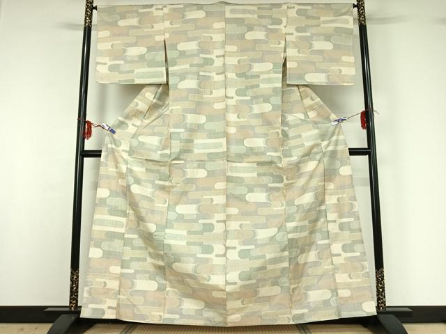 平和屋着物▽本場大島紬 白大島 単衣 7マルキ 霞文 正絹 逸品 AABG3836jh
