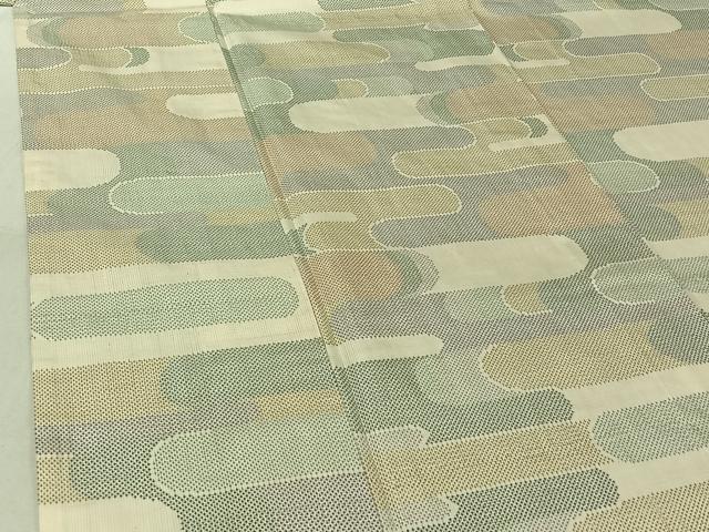 平和屋着物▽本場大島紬 白大島 単衣 7マルキ 霞文 正絹 逸品 AABG3836jh