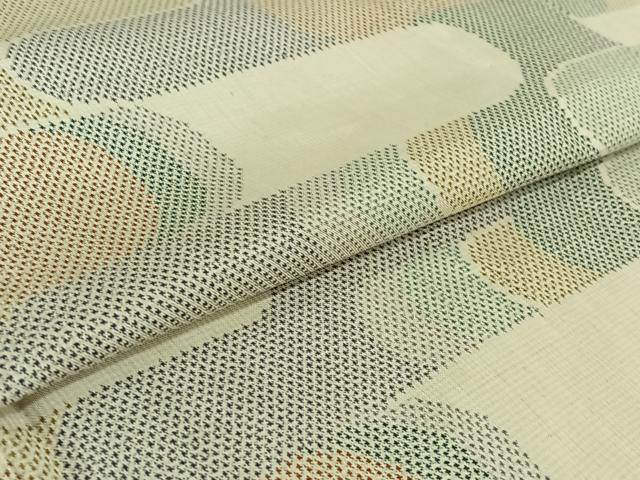 平和屋着物▽本場大島紬 白大島 単衣 7マルキ 霞文 正絹 逸品 AABG3836jh