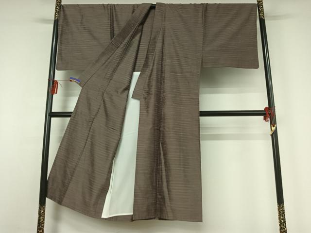 平和屋着物▽男性 紬 単衣 横段文 正絹 逸品 キングサイズ AABG3839jh