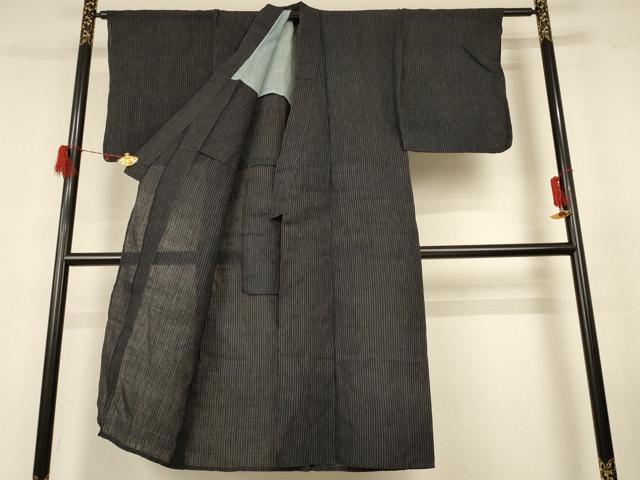 平和屋着物*夏物 男性 紗紬 縞 正絹 逸品 AABG3843jd