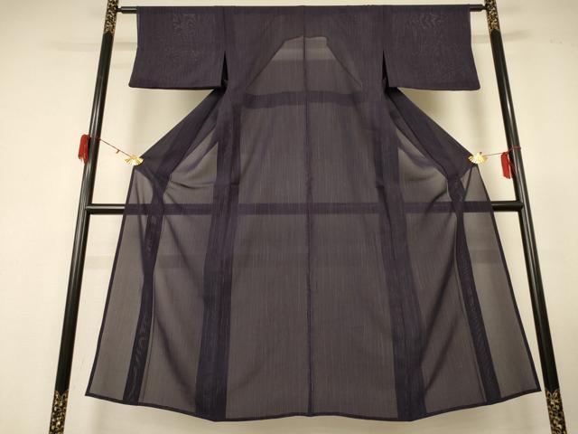 平和屋着物*夏物 小紋 絽 よろけ縞 正絹 逸品 AABG3851jd