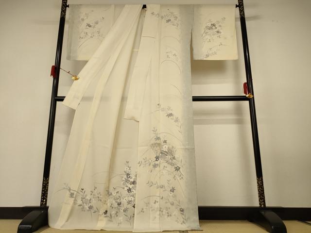 平和屋着物*夏物 訪問着 絽 草花文 銀彩 高島屋扱い 正絹 逸品 AABG3858jd