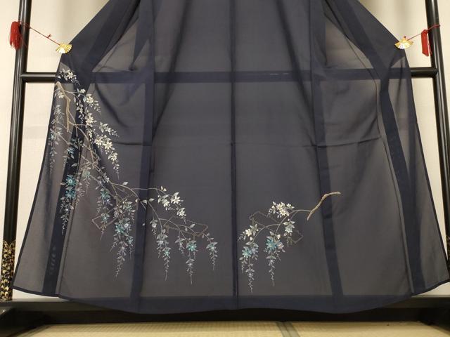 平和屋着物*夏物 訪問着 絽 手描き 枝花文 金彩 正絹 逸品 AABG3877jd