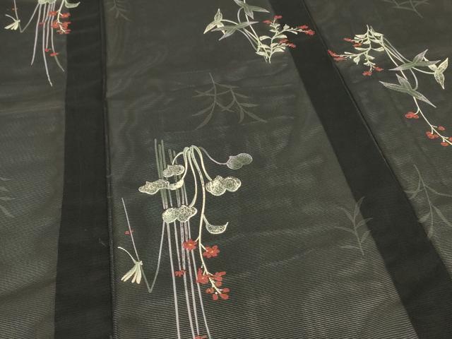 平和屋着物*夏物 H・L(アッシュエル) HENRI-LUC CHAPUIS 小紋 絽 草花文 洗える着物 AABG3885jd