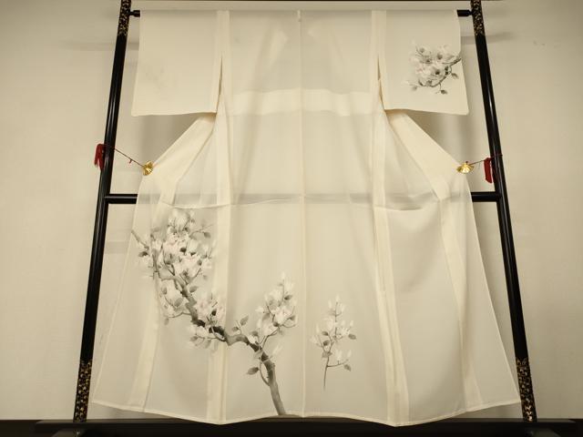 平和屋着物*夏物 訪問着 絽 手描き 枝花文 正絹 逸品 AABG3894jd