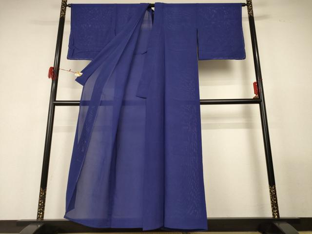 平和屋着物*夏物 色無地 絽 紺藍色 正絹 逸品 AABG3906jd