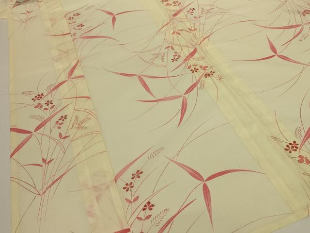 平和屋着物*夏物 小紋 絽 草花文 洗える着物 AABG3909jd