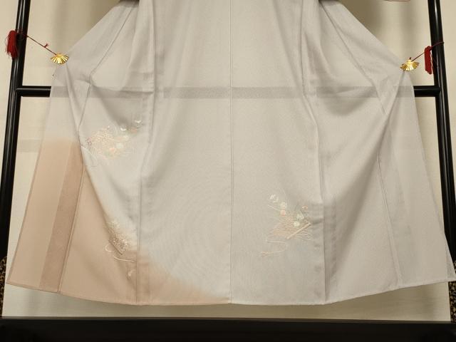 平和屋着物*夏物 訪問着 縦絽 刺繍 草花文 暈し染め 正絹 逸品 AABG3921jd