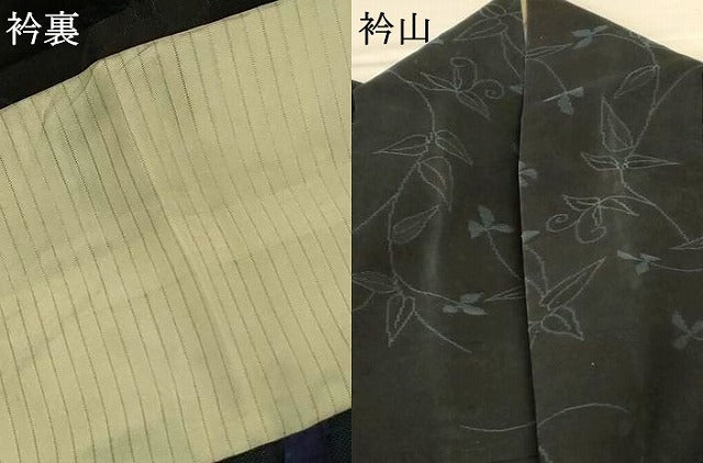 平和屋着物*夏物 小紋 紗 枝葉文 正絹 逸品 AABG3926jd