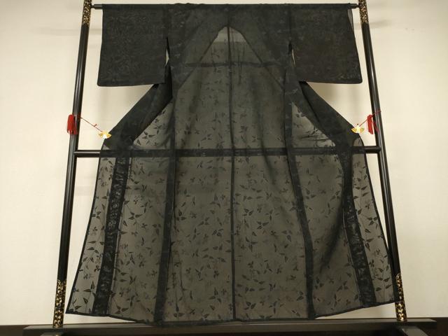 平和屋着物*夏物 小紋 紗 枝葉文 正絹 逸品 AABG3926jd