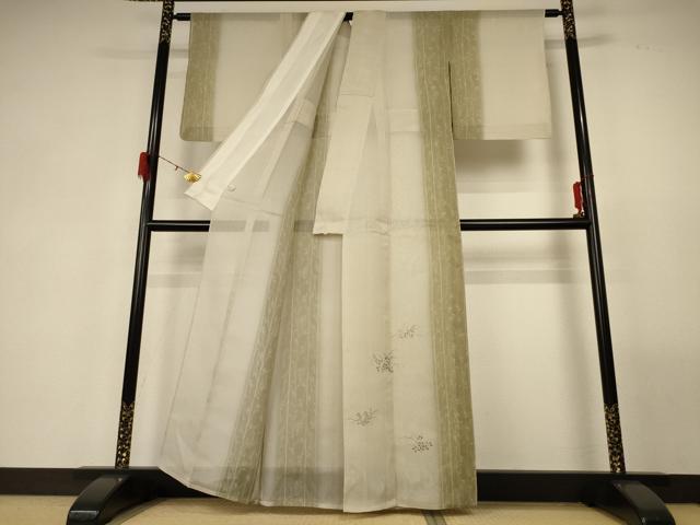平和屋着物*夏物 訪問着 紗 草花文 暈し染め 正絹 逸品 AABG3933jd