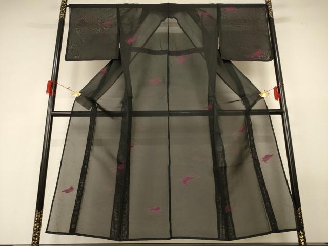 平和屋着物*夏物 小紋 紗 巻物 正絹 逸品 AABG3938jd