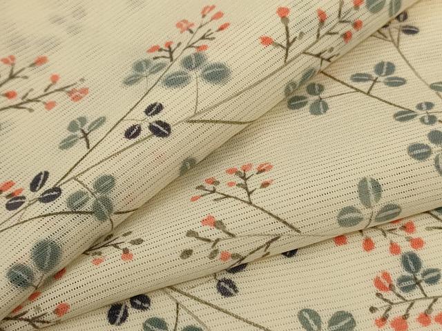 平和屋着物*夏物 小紋 絽 草花文 反端付き 正絹 逸品 AABG3956jd