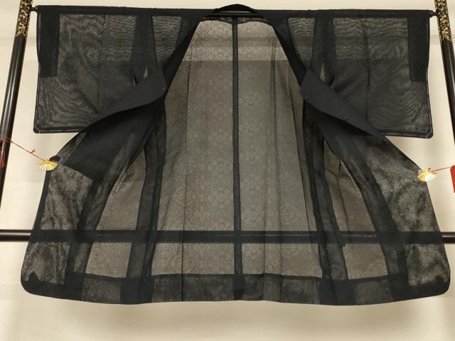 平和屋着物▽道行コート スリーシーズン 春夏秋 塵除け 紗 草花文 正絹 逸品 AABG3964jd